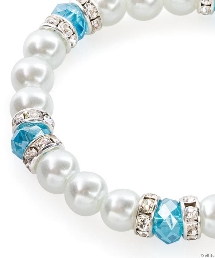 Brăţară "Pure Miracle" din perle de sticlă şi 6 cristale albastre