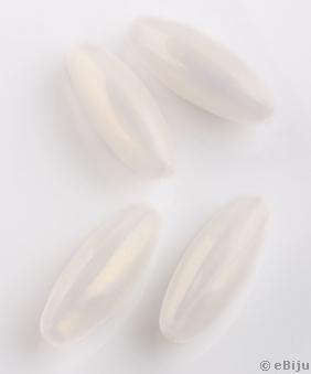 Mărgea acrilică, ovală, alb opal, 1.2 x 3.1 cm