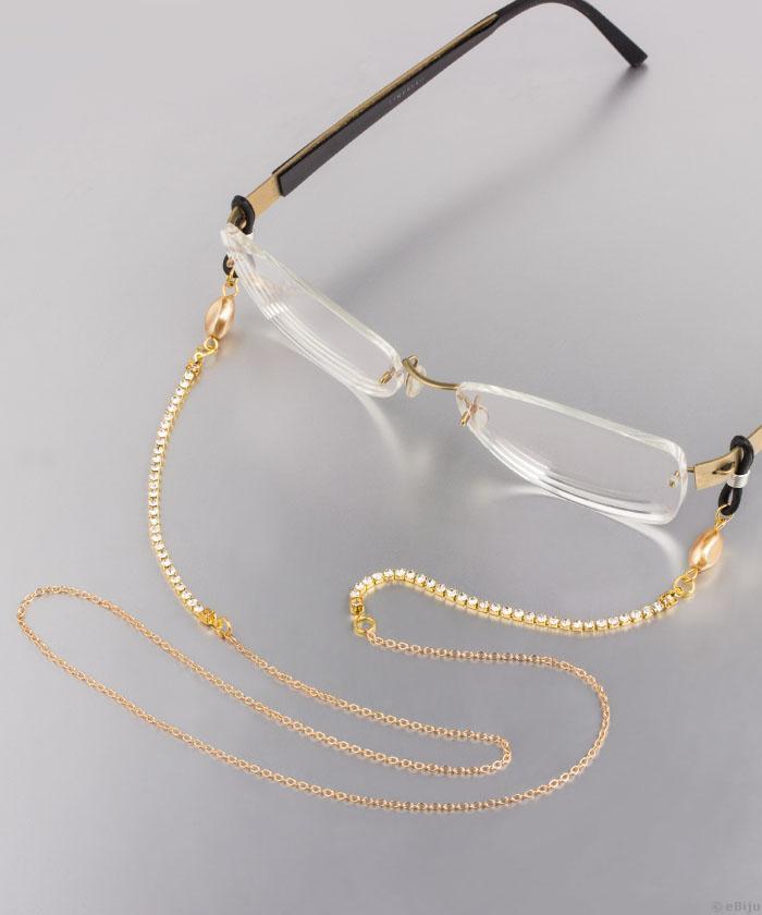 Bijuterie de ochelari din perle de sticlă, cu cristale