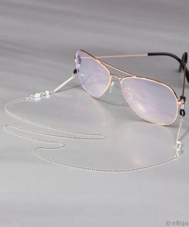 Bijuterie de ochelari, lanţ metalic cu biluţe