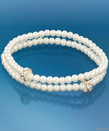 Bratara alba din perle de sticla, compusa din doua bucati separate