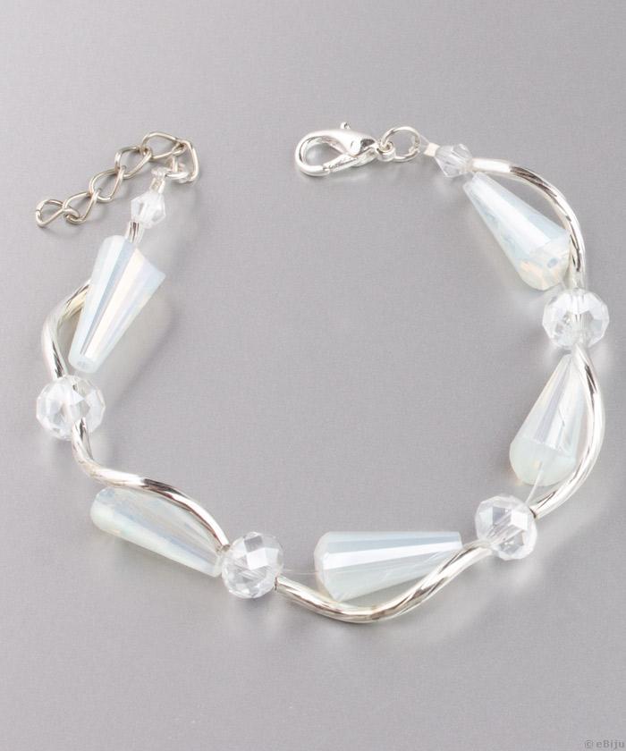 Brăţară cristale conice alb opal