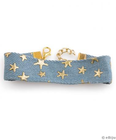 Brăţară din material denim albastru, cu steluţe