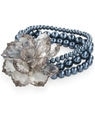 Bratara floare cristal cu perle de sticla albastre