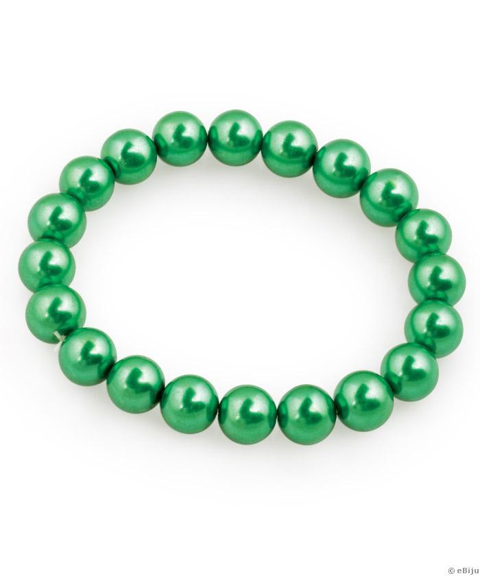 Brăţară perle de sticlă verde trifoi