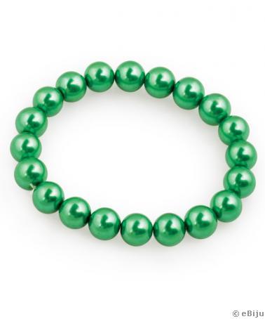 Brăţară perle de sticlă verde trifoi
