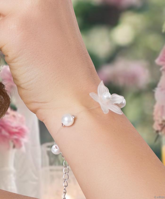 Brăţară perle şi floare transparentă