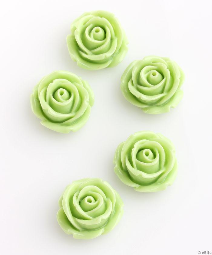 Cabochon acrilic, trandafir verde deschis, 2 cm