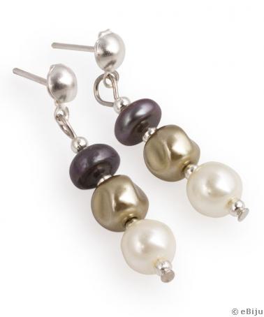 Cercei din perle de cultură tahitiene cu perle de sticlă