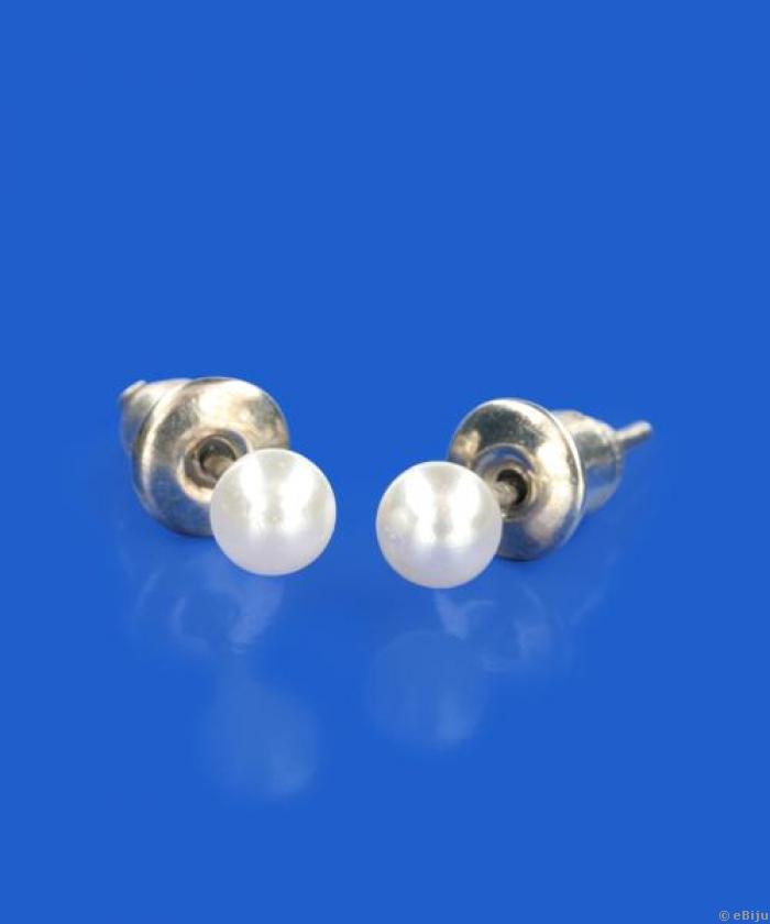 Cercei perle albe, 0.3 cm