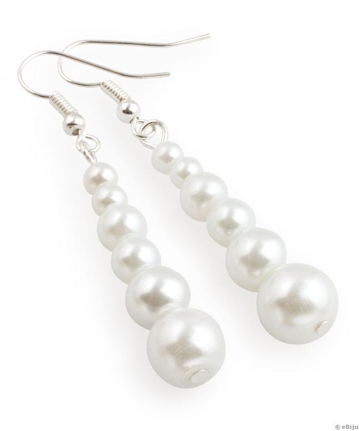 Cercei perle de sticlă albe