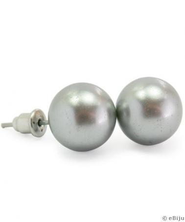 Cercei perle gri, 1.2 cm