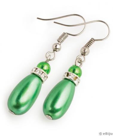 Cercei perle verzi si cristale