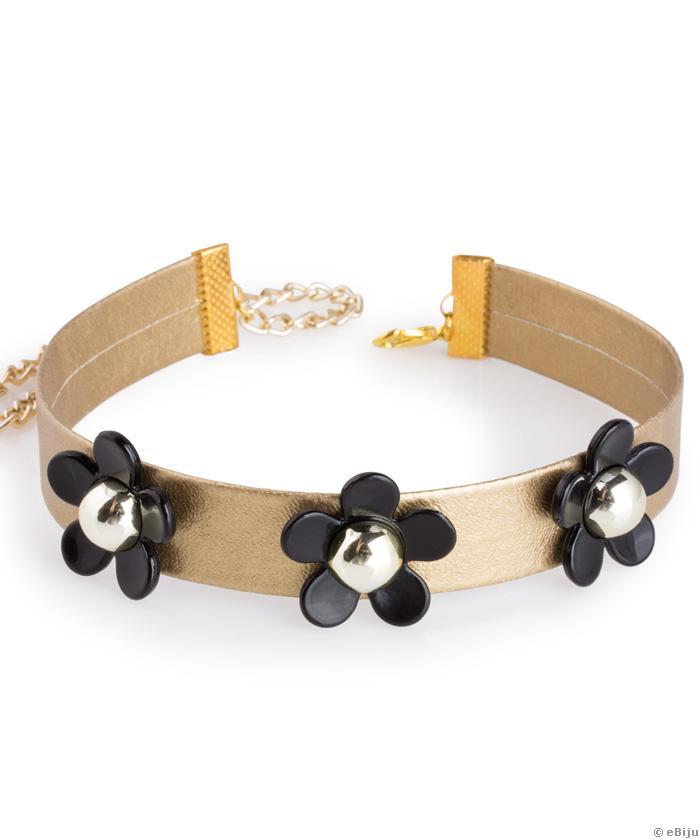 Choker auriu cu flori negre