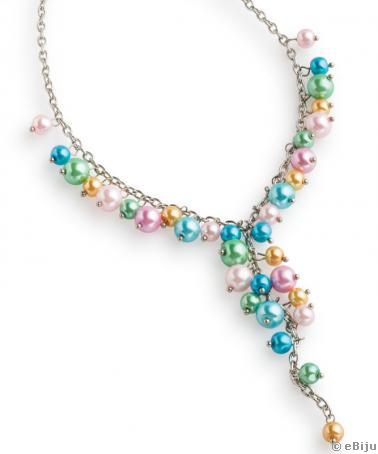 Colier ciorchini în formă de ‘Y‘ din perle de sticlă multicolore