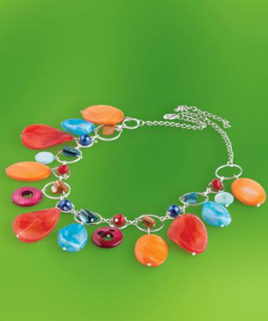 Colier colorat de vară din sidef, cristale şi perle de sticlă