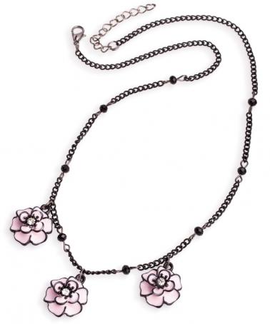 Colier cu flori metalice "Pink Flowers"