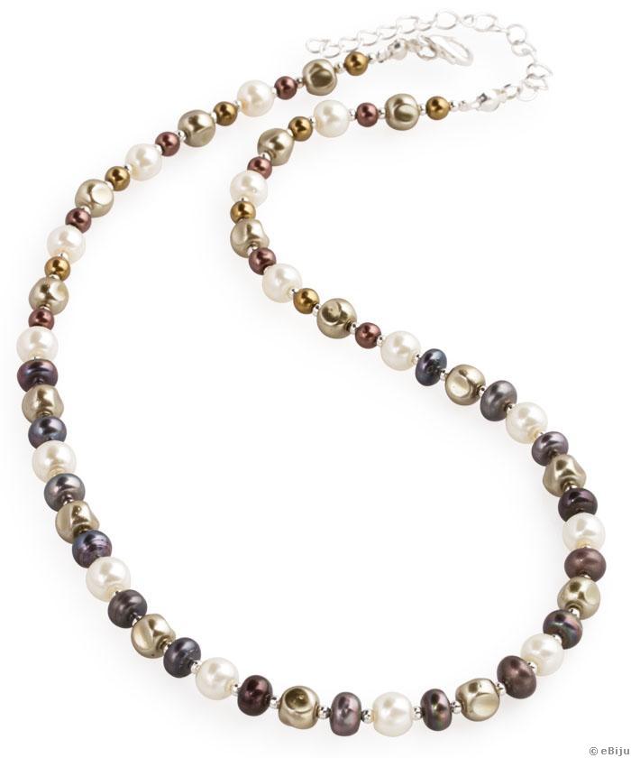 Colier din perle de cultură tahitiene cu perle de sticlă