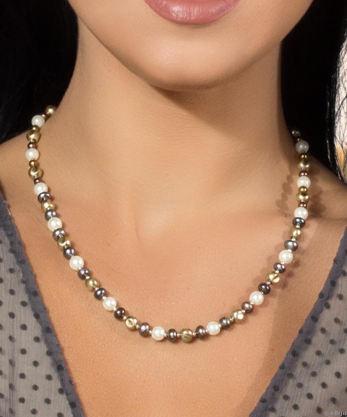 Colier din perle de cultură tahitiene cu perle de sticlă