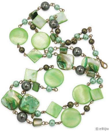 Colier din sidef cu forme diferite combinat cu perle sticla