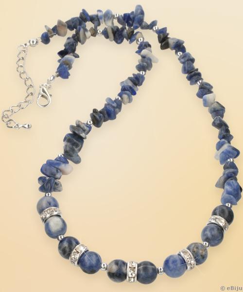 Colier din sodalite si strasuri