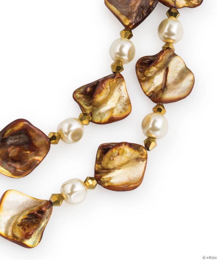Colier dublu din sidef, cu perle şi cristale