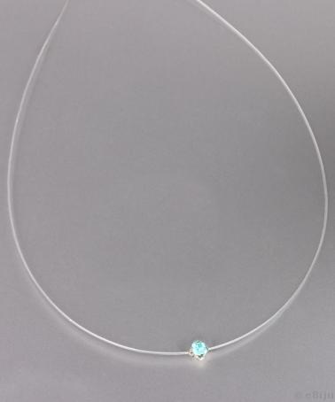 Colier fir transparent cu cristal albastru deschis