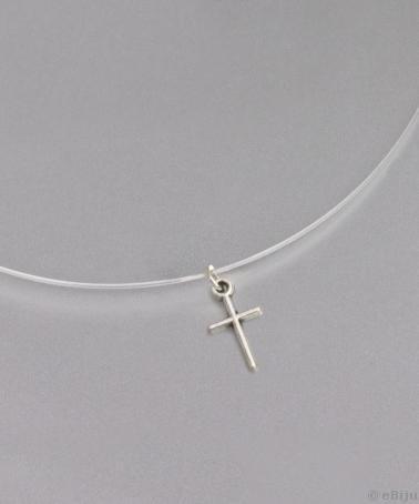 Colier fir transparent cu cruciuliţă