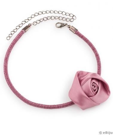Colier tip choker cu trandafir bordo