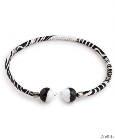 Colier tip choker din imitatie piele alb-negru