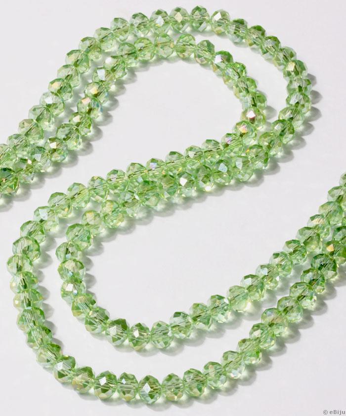 Cristale rondelle, verde deschis, transparent AB, 0.6 cm