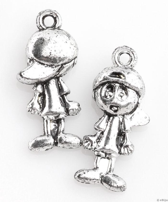 Figurină acrilică, baieţel, argintiu metalizat, 1.3 x 3 cm