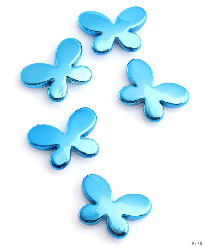 Figurină acrilică, fluture, albastru metalizat, 3 x 2.2 cm