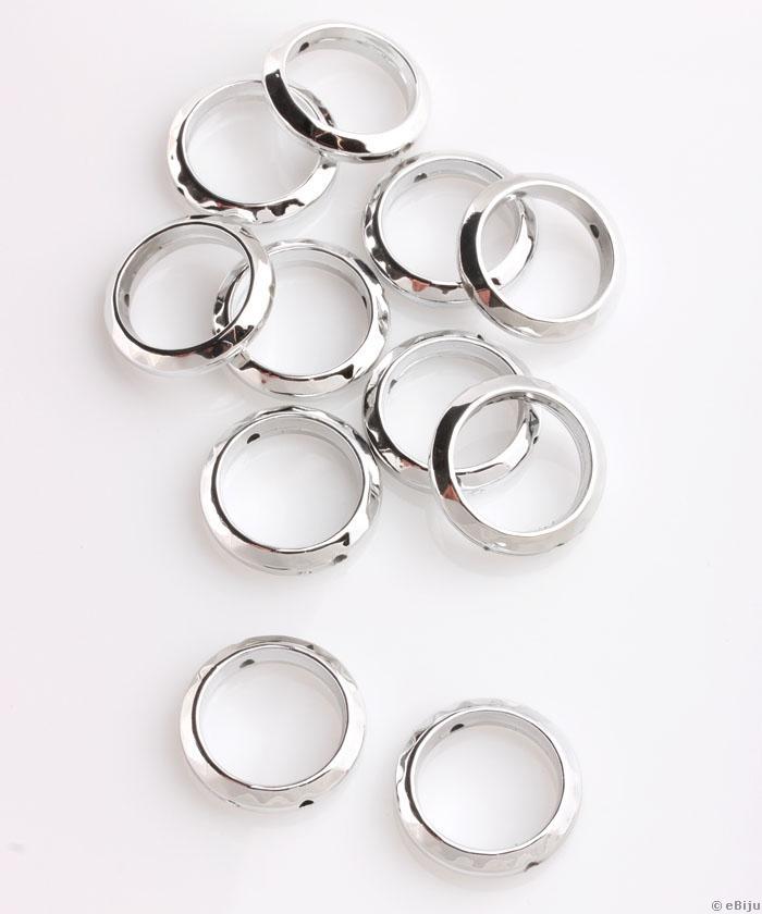 Figurină acrilică, inel, faţetat, argintiu metalizat, 2.5 cm
