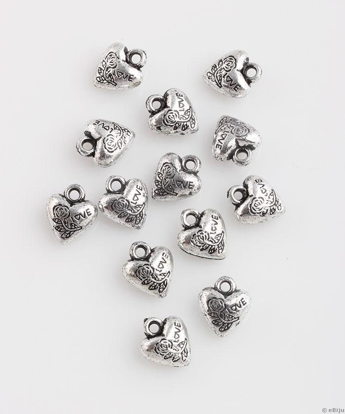Figurină acrilică, inimioară, argintiu metalizat, 1 x 1.2 cm