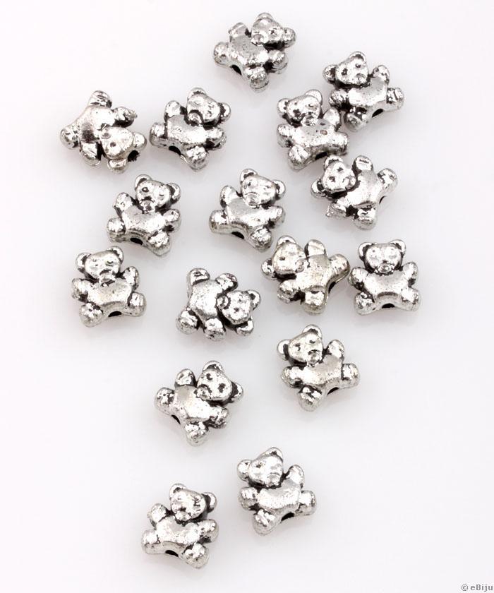 Figurină acrilică, ursuleţ, argintiu metalizat, 1.4 x 1.5 cm