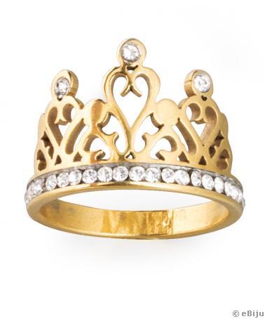 Inel inox auriu coroană regală, resigilat