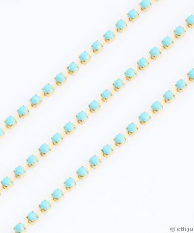 Lanţ bijuterii cu cristale turcoaz, auriu, 0.3 cm