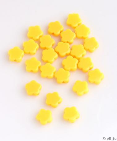 Mărgea acrilică, floare, galben, 1 cm