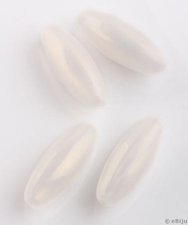 Mărgea acrilică, ovală, alb opal, 1.2 x 3.1 cm