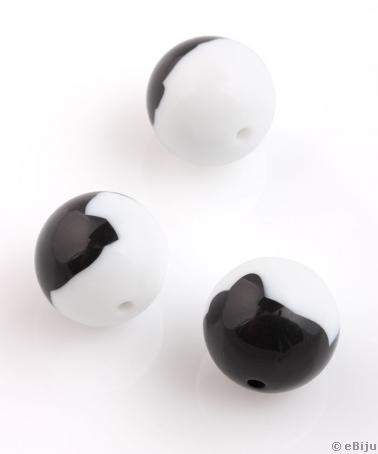 Mărgea din răşină, sferică, alb-negru, 1.9 cm