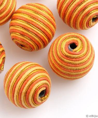 Mărgea textilă, portocaliu-auriu-galben, 2.1 cm