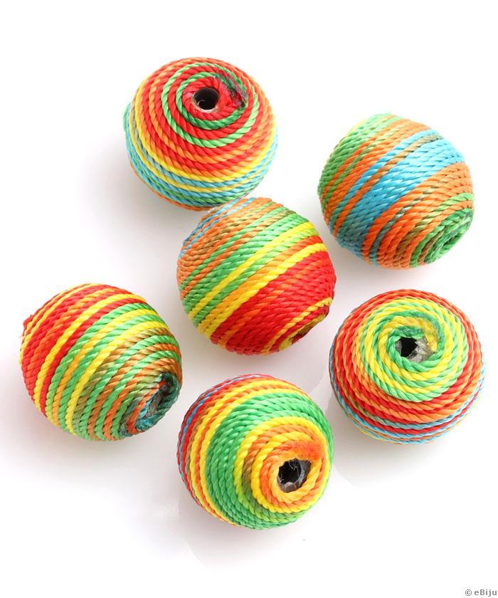 Mărgea textilă, şnur multicolor, 2.1 cm