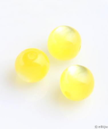 Műgyanta gyöngy, sérga, gömb forma, 1.2 cm