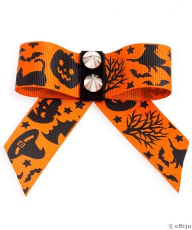 Narancssárga Halloween masni bross, tüskékkel