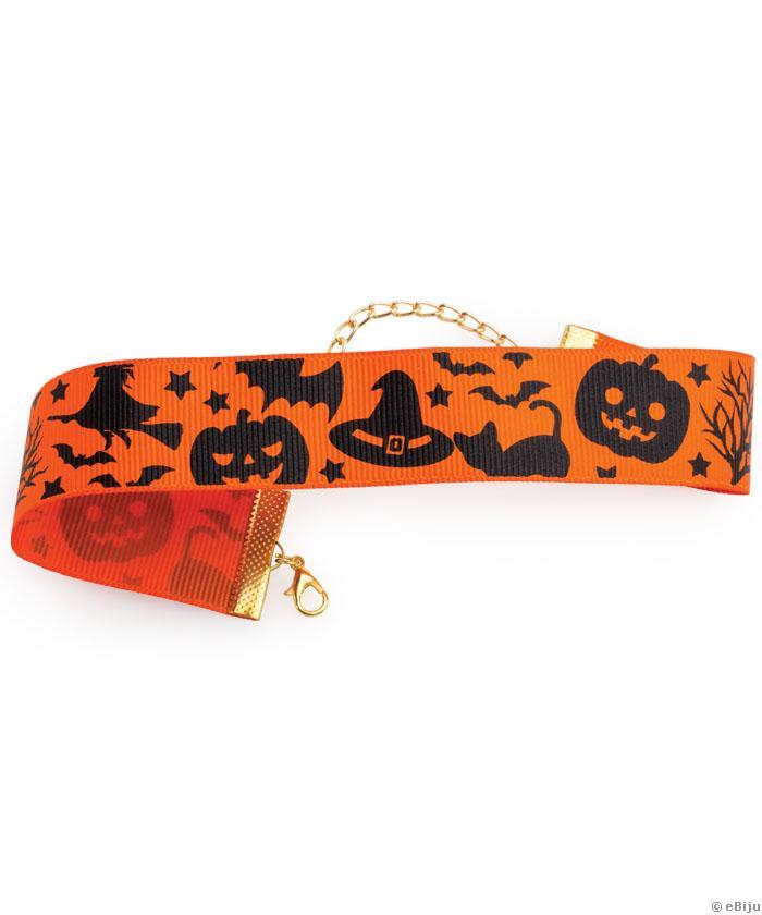 Narancssárga Halloween mintás choker