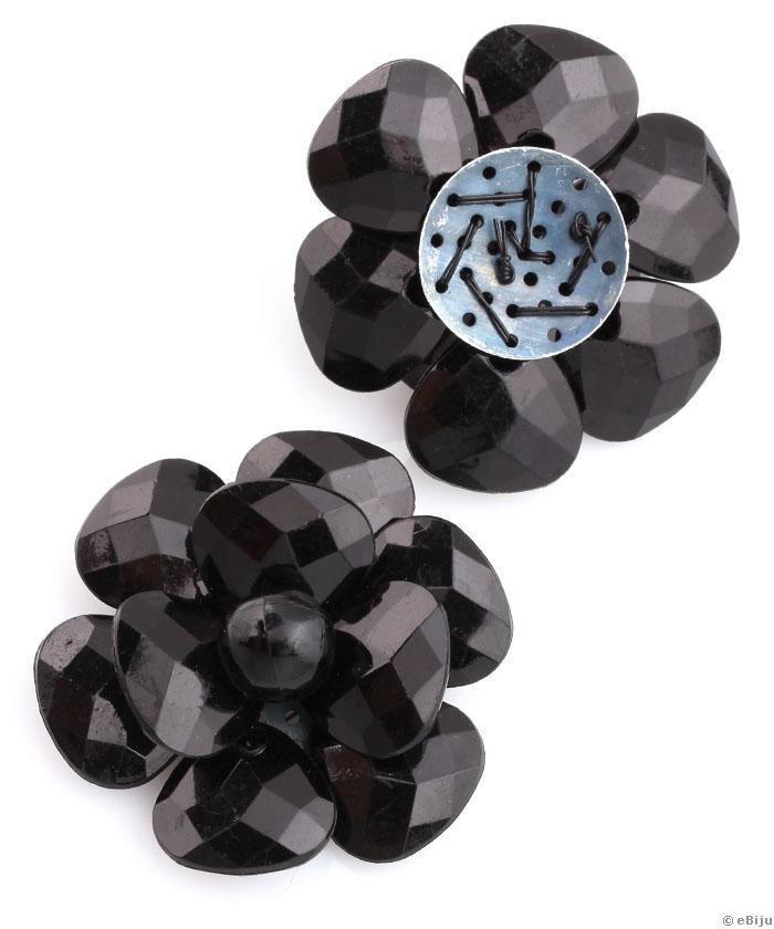 Pandantiv acrilic, floare neagră, faţetată, 4 cm