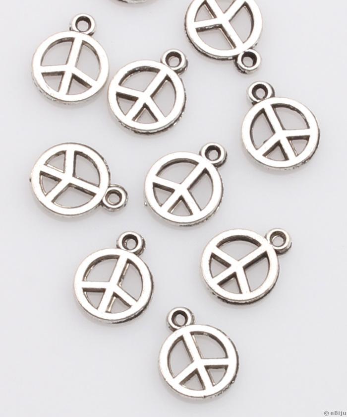 Pandantiv-charm semnul păcii, metal, argintiu, 0.8 cm
