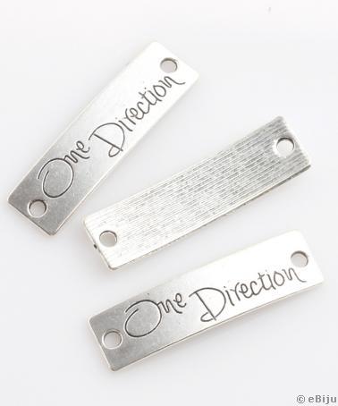 Pandantiv plăcuţă One Direction, metal, argintiu, 3.8 x 1.2 cm