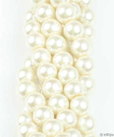 Perlă de sticlă, alb de fildeș, 1 cm